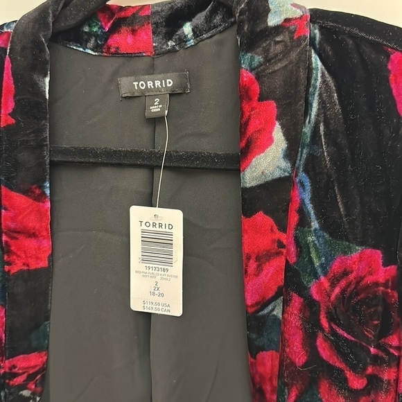 Torrid floral VELVET DUSTER KIMONO - Picture 9 of 11